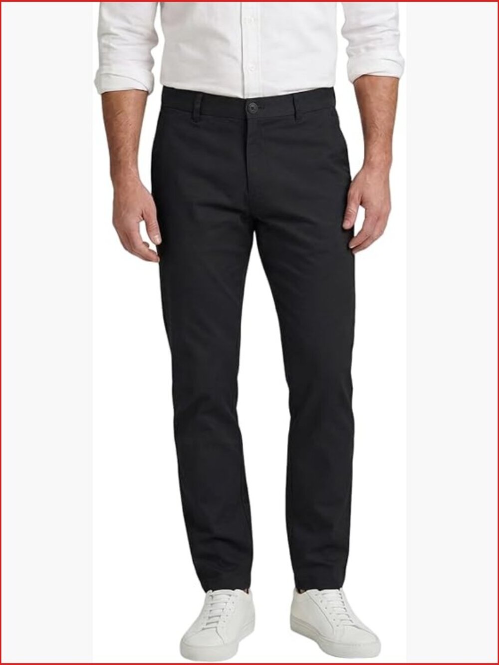 Men's Slim Fit Tapered Chino Khaki Pants with Stretch